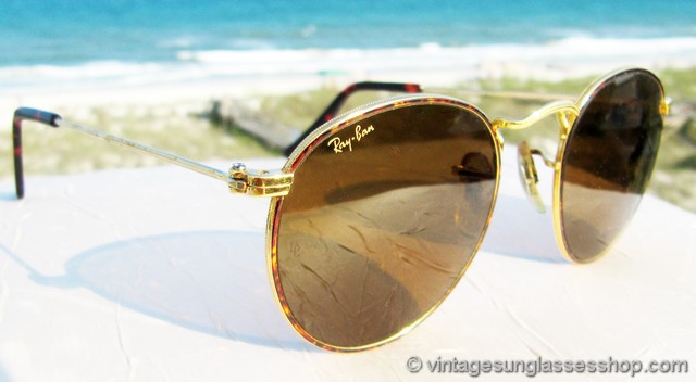 Ray Ban W2185 Round Metal Arista Tortoise Shell Sunglasses